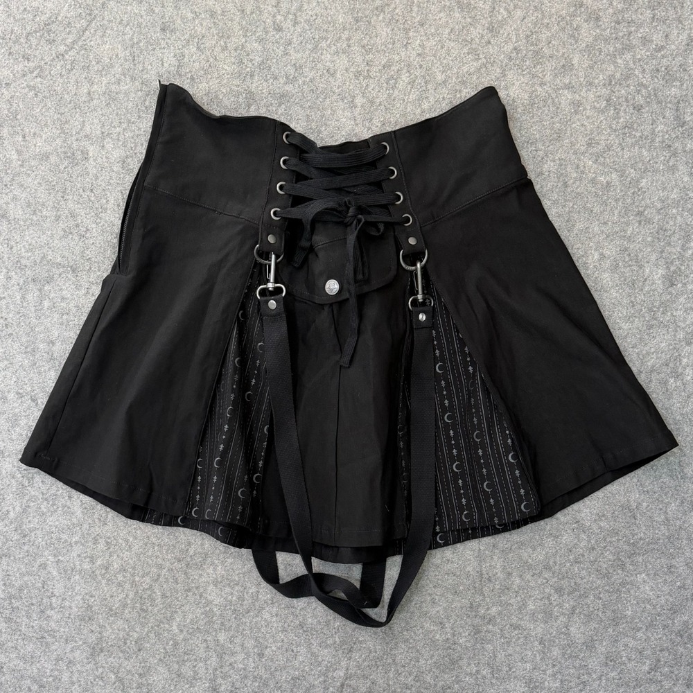 Killstar Black Sinister Scouts A-Line Punk Goth Mini Skirt Women's Size XL